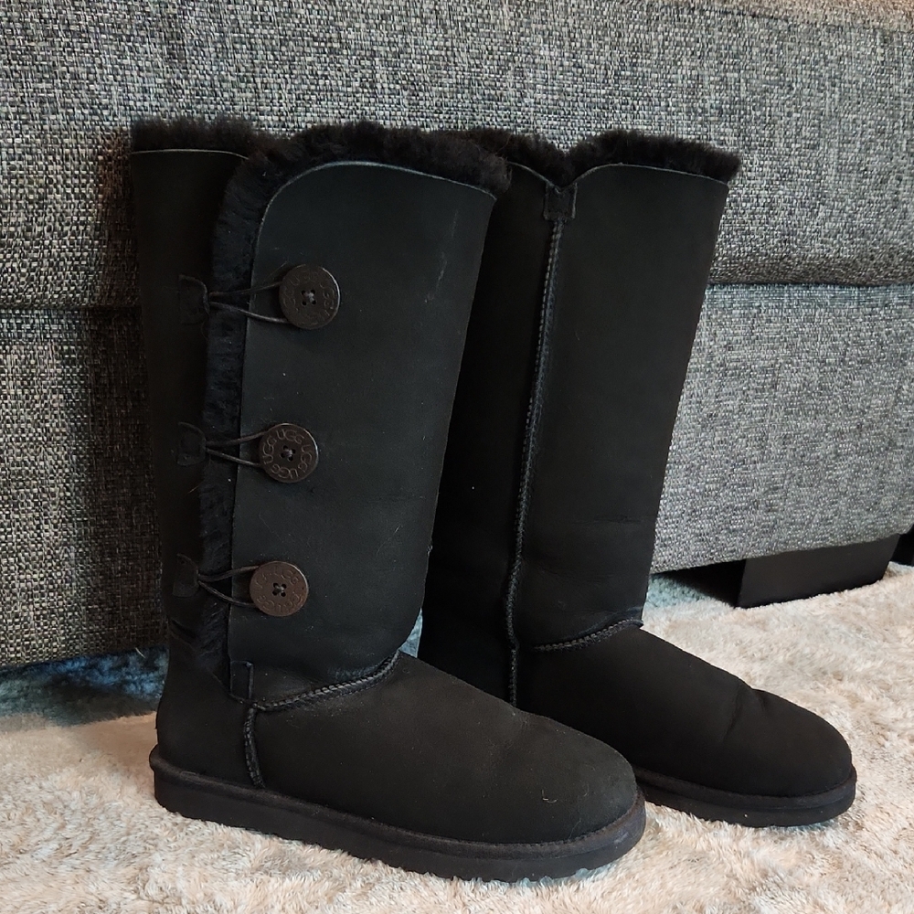 UGG Black Buttoned Winter Boots